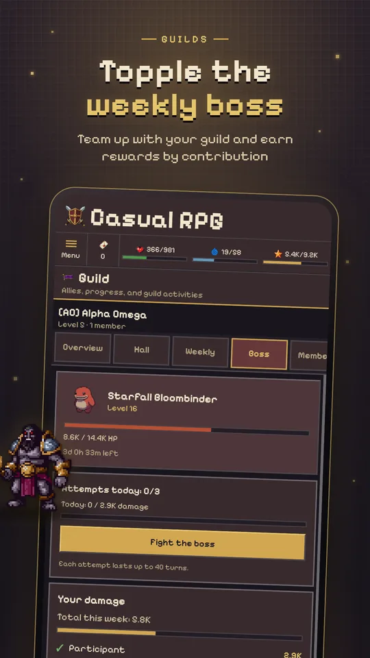 Weekly guild boss, the Starfall Gloombinder